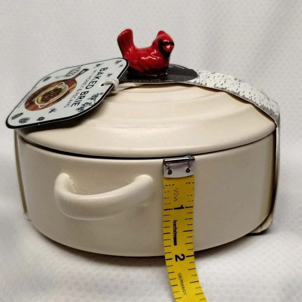 Wild Eye Designs Ceramic Brie Baker Red Cardinal Lid Missing Spoon